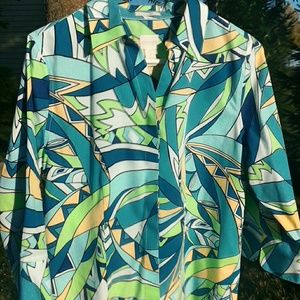 Chico's Printed Blue Multicolor Shirt S.M(10-12 M)
